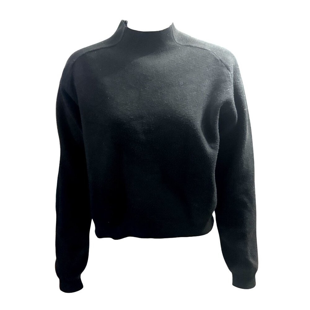 Zyia Active M Black Cropped Mock Neck Sweatshirt Pullover Athleisure Minimalist - Picture 2 of 7